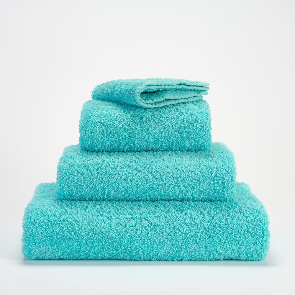 Super Pile Plain Bathroom Towels by Designer Abyss & Habidecor 370 in Turquoise Blue